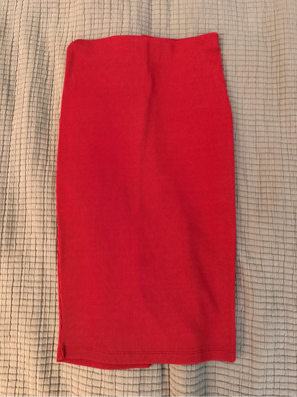 Red Knit Pencil Skirt